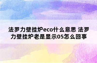 法罗力壁挂炉eco什么意思 法罗力壁挂炉老是显示05怎么回事